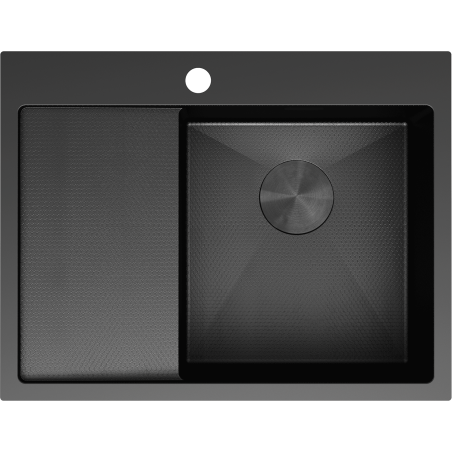 Mexen Exar ocelový dřez 1-komorový s odkapávačem, pravý 620 x 480 mm, černý HC - 6432621005P-70HC
