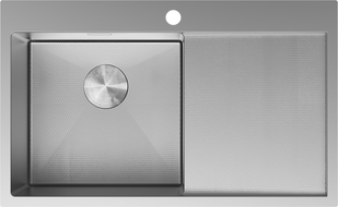 Mexen Exar nerezový dřez s jednou komorou s odkapávačem, levý 780 x 480 mm, inox HC - 6433781010L-01HC