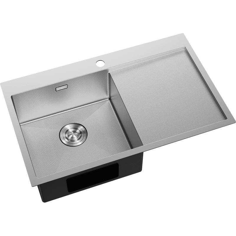 Mexen Exar nerezový dřez s jednou komorou s odkapávačem, levý 780 x 480 mm, inox HC - 6433781010L-01HC