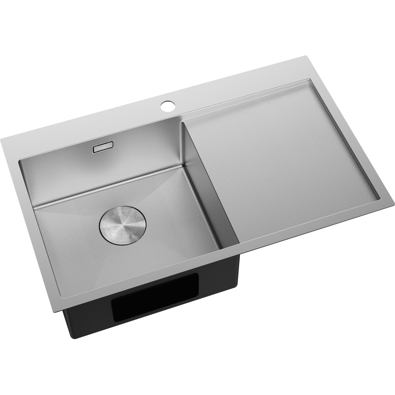 Mexen Exar nerezový dřez s jednou komorou s odkapávačem, levý 780 x 480 mm, inox HC - 6433781010L-01HC