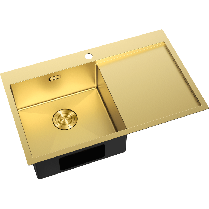 Mexen Exar ocelový dřez s jednou komorou a odkapávačem, levý 780 x 480 mm, zlatý - 6433781010L-55