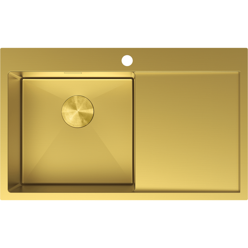 Mexen Exar ocelový dřez s jednou komorou a odkapávačem, levý 780 x 480 mm, zlatý - 6433781010L-55