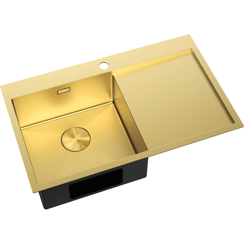 Mexen Exar ocelový dřez s jednou komorou a odkapávačem, levý 780 x 480 mm, zlatý - 6433781010L-55