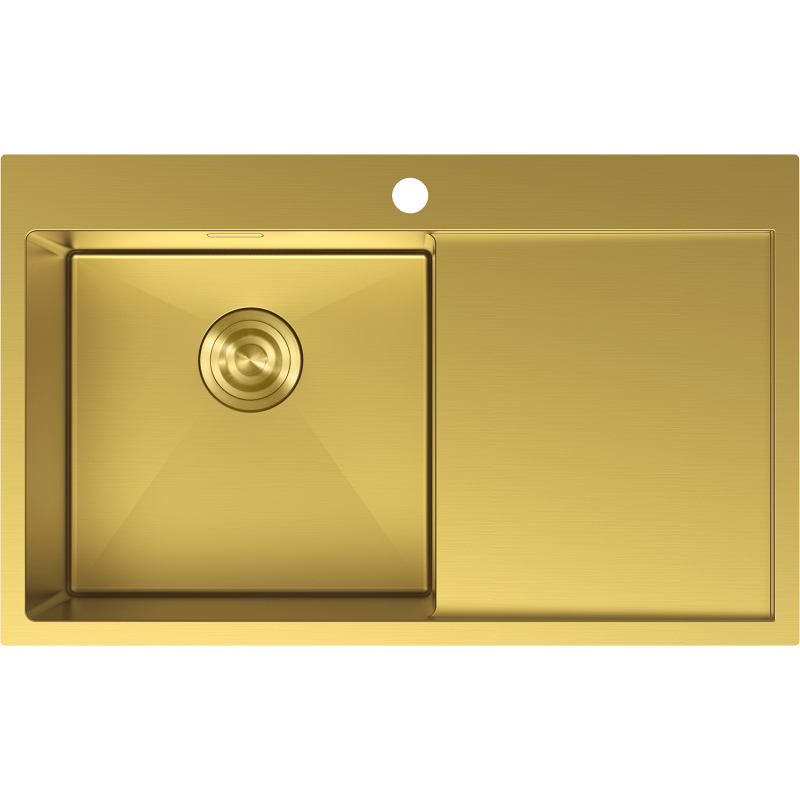 Mexen Exar ocelový dřez s jednou komorou a odkapávačem, levý 780 x 480 mm, zlatý - 6433781010L-55