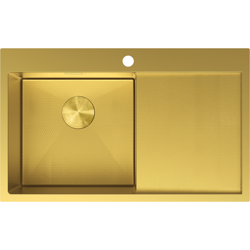 Mexen Exar nerezový dřez s odkapávačem, levý 780 x 480 mm, zlatý HC - 6433781010L-55HC
