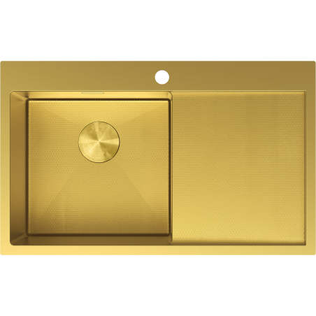 Mexen Exar nerezový dřez s odkapávačem, levý 780 x 480 mm, zlatý HC - 6433781010L-55HC