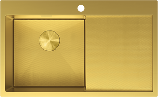 Mexen Exar nerezový dřez s odkapávačem, levý 780 x 480 mm, zlatý HC - 6433781010L-55HC