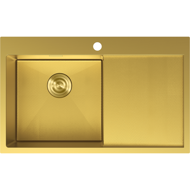 Mexen Exar nerezový dřez s odkapávačem, levý 780 x 480 mm, zlatý HC - 6433781010L-55HC