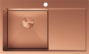 Mexen Exar nerezový dřez s jednou komorou a odkapem, levý 780 x 480 mm, měď - 6433781010L-65