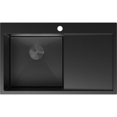 Mexen Exar ocelový dřez s jednou komorou a odkapávačem, levý 780 x 480 mm, černý - 6433781010L-70