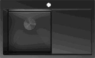 Mexen Exar ocelový dřez s jednou komorou a odkapávačem, levý 780 x 480 mm, černý - 6433781010L-70