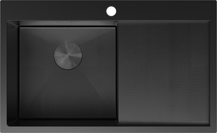 Mexen Exar ocelový dřez s 1 komorou a odkapávačem, levý 780 x 480 mm, černý HC - 6433781010L-70HC