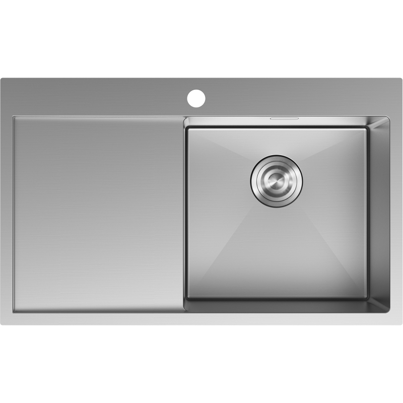 Mexen Exar nerezový dřez 1-komorový s odkapávačem, pravý 780 x 480 mm, inox - 6434781010P-01