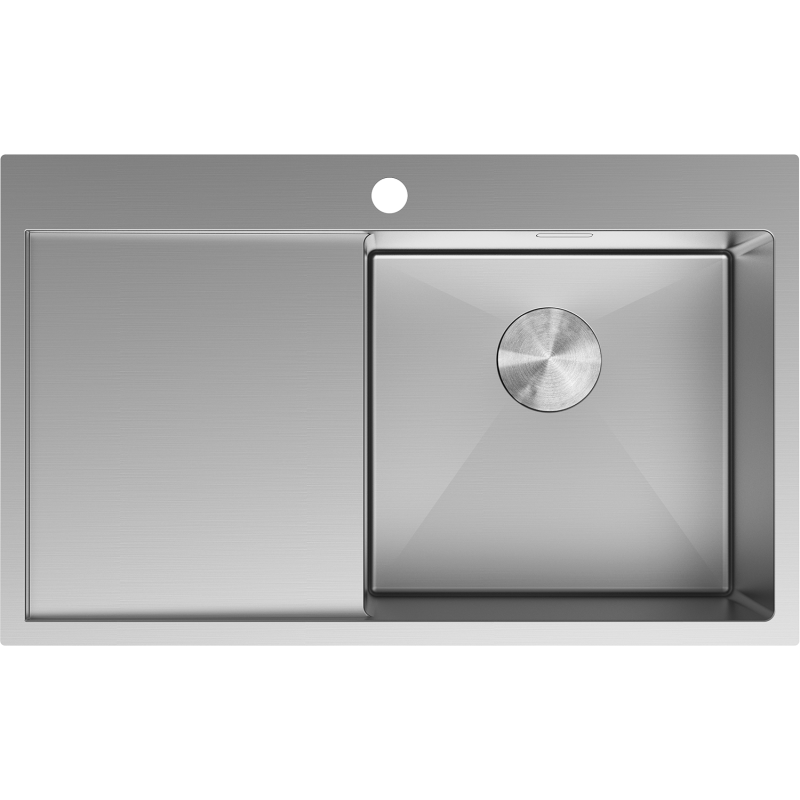 Mexen Exar nerezový dřez 1-komorový s odkapávačem, pravý 780 x 480 mm, inox - 6434781010P-01