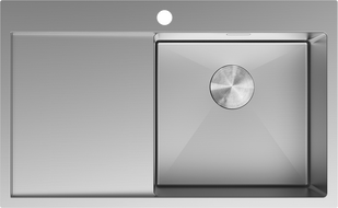 Mexen Exar nerezový dřez 1-komorový s odkapávačem, pravý 780 x 480 mm, inox - 6434781010P-01