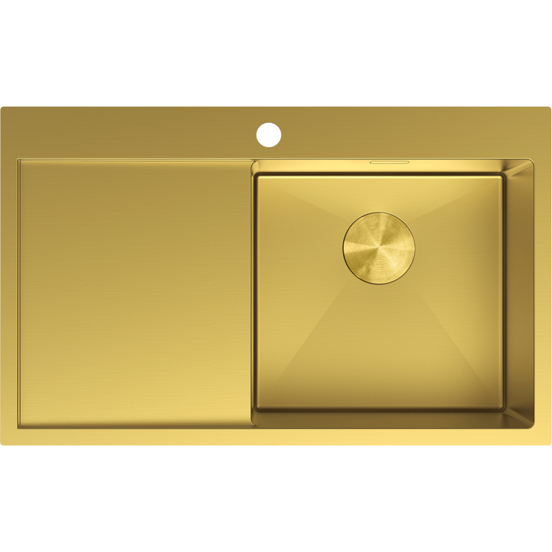 Mexen Exar ocelový dřez s jednou komorou s odkapávačem, pravý 780 x 480 mm, zlatý - 6434781010P-55