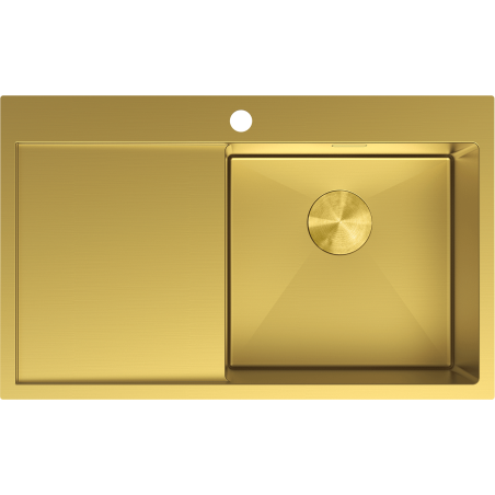 Mexen Exar ocelový dřez s jednou komorou s odkapávačem, pravý 780 x 480 mm, zlatý - 6434781010P-55