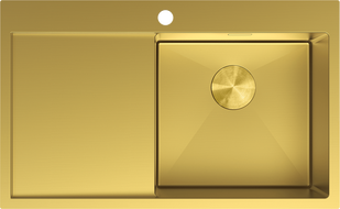 Mexen Exar ocelový dřez s jednou komorou s odkapávačem, pravý 780 x 480 mm, zlatý - 6434781010P-55