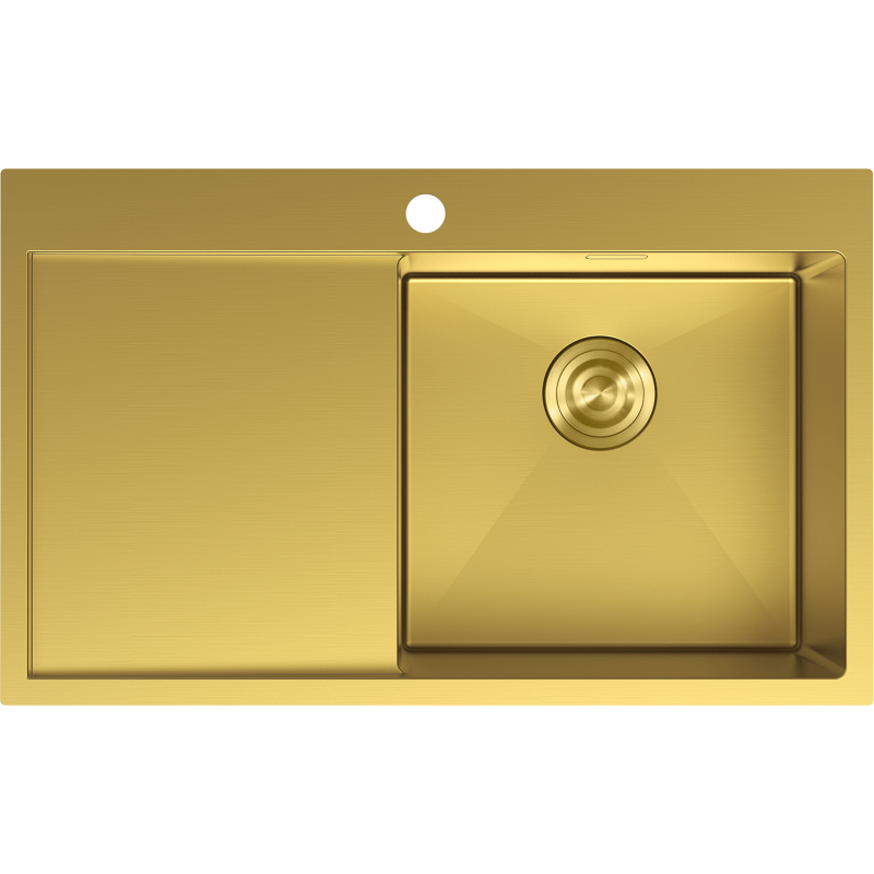 Mexen Exar ocelový dřez s jednou komorou s odkapávačem, pravý 780 x 480 mm, zlatý - 6434781010P-55