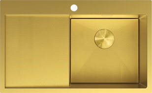 Mexen Exar ocelový dřez s 1 komorou a odkapávačem, pravý 780 x 480 mm, zlatý HC - 6434781010P-55HC
