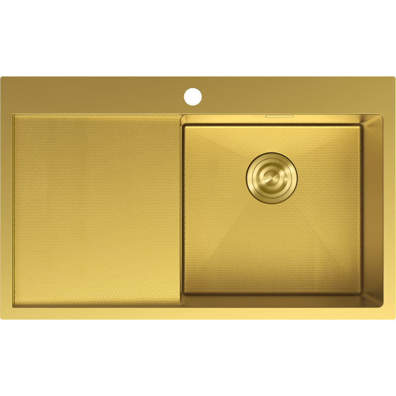 Mexen Exar ocelový dřez s 1 komorou a odkapávačem, pravý 780 x 480 mm, zlatý HC - 6434781010P-55HC