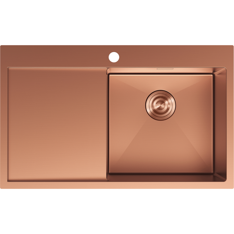 Mexen Exar ocelový dřez s 1 komorou s odkapávačem, pravý 780 x 480 mm, měď - 6434781010P-65