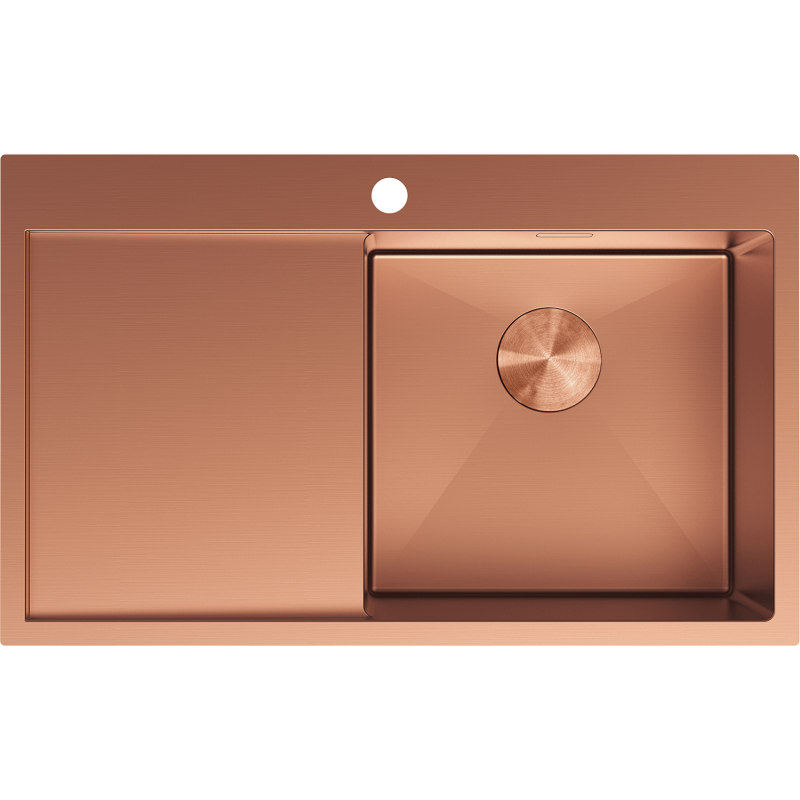 Mexen Exar ocelový dřez s 1 komorou s odkapávačem, pravý 780 x 480 mm, měď - 6434781010P-65