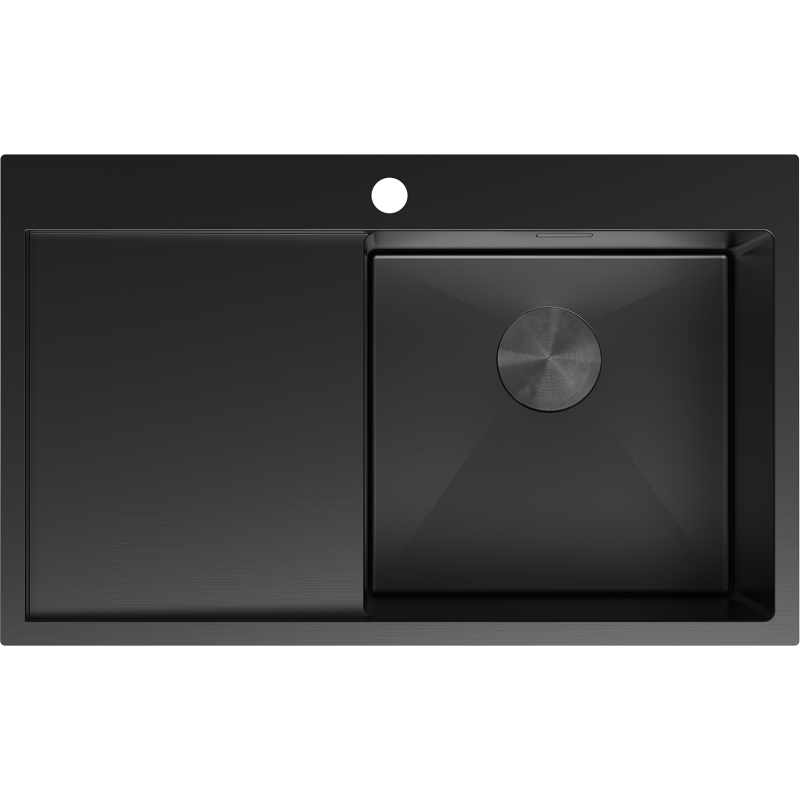 Mexen Exar ocelový dřez 1-komorový s odkapávačem, pravý 780 x 480 mm, černý - 6434781010P-70