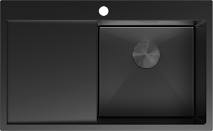 Mexen Exar ocelový dřez 1-komorový s odkapávačem, pravý 780 x 480 mm, černý - 6434781010P-70