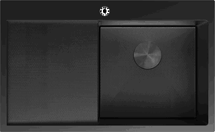 Mexen Exar nerezový dřez s jednou komorou a odkapávačem, pravý 780 x 480 mm, černý HC - 6434781010P-70HC