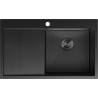 Mexen Exar nerezový dřez s jednou komorou a odkapávačem, pravý 780 x 480 mm, černý HC - 6434781010P-70HC