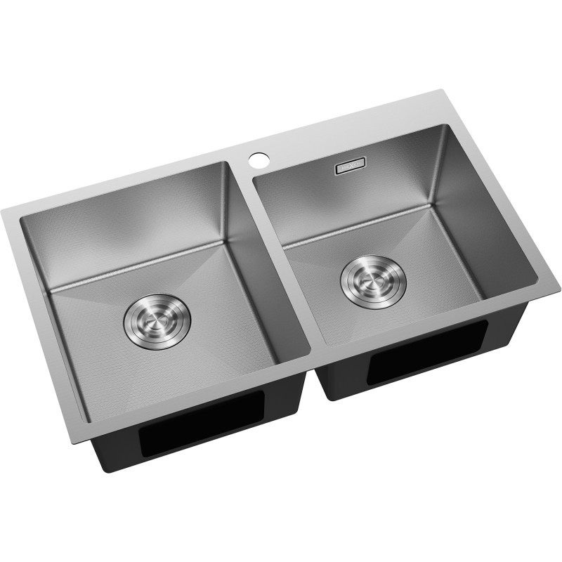 Mexen Xorin ocelový dřez 2-komorový 780 x 450 mm, inox HC - 6441782000-01HC
