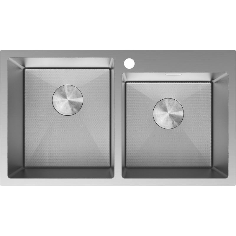 Mexen Xorin ocelový dřez 2-komorový 780 x 450 mm, inox HC - 6441782000-01HC