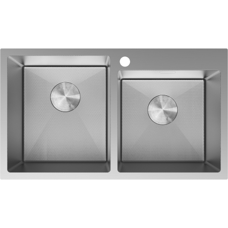 Mexen Xorin ocelový dřez 2-komorový 780 x 450 mm, inox HC - 6441782000-01HC