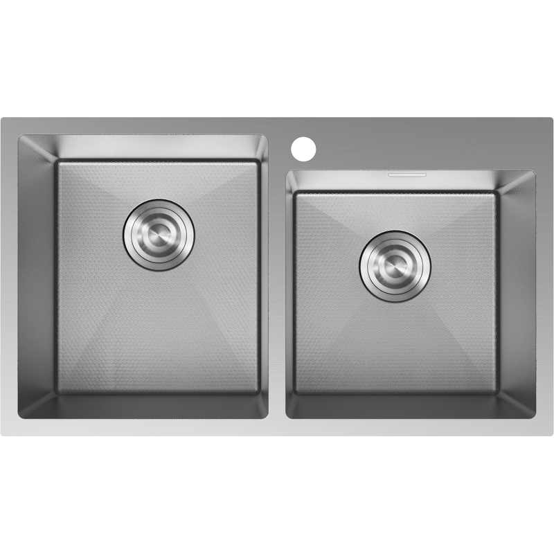 Mexen Xorin dřez ocelový 2-komorový 780 x 450 mm, inox HC -6441782000-01HC
