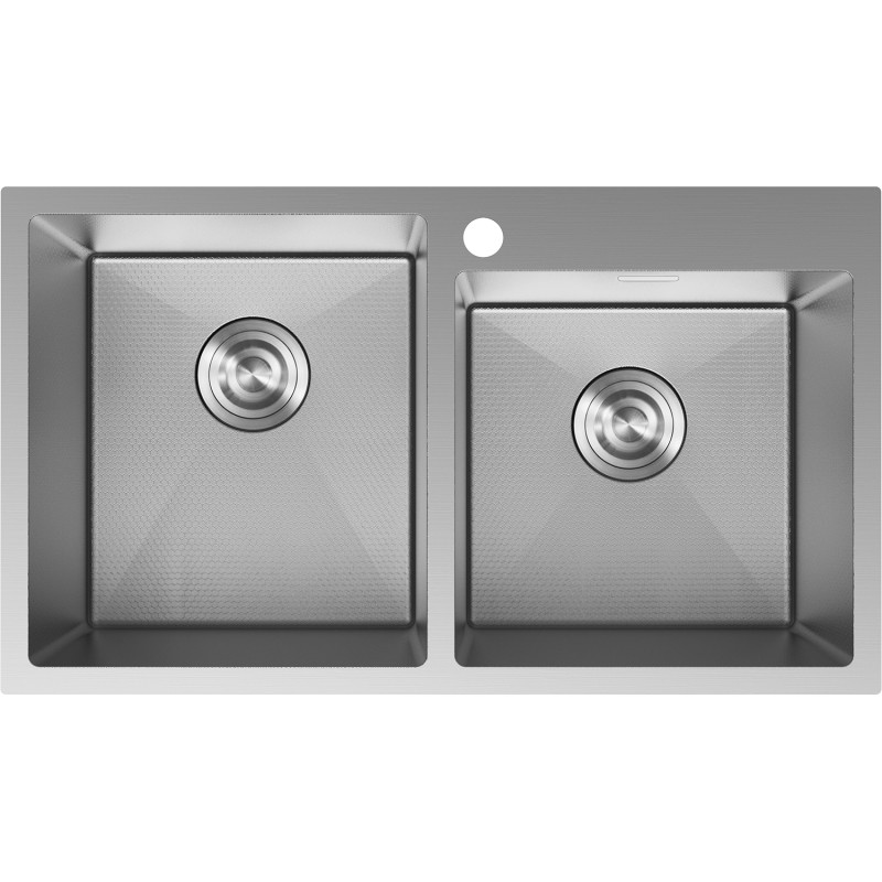 Mexen Xorin ocelový dřez 2-komorový 780 x 450 mm, inox HC - 6441782000-01HC