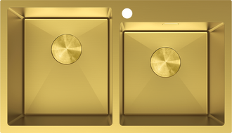 Mexen Xorin dřez ocelový 2-komorový 780 x 450 mm, zlatý - 6441782000-55