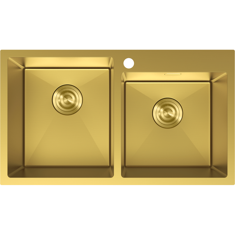 Mexen Xorin dřez ocelový 2-komorový 780 x 450 mm, zlatý - 6441782000-55
