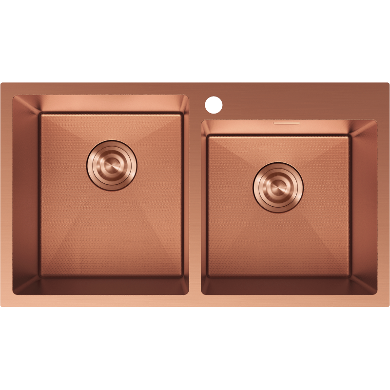 Mexen Xorin ocelový dřez 2-komorový 780 x 450 mm, měď HC - 6441782000-65HC