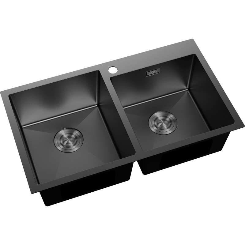 Mexen Xorin dřez ocelový 2-komorový 780 x 450 mm, černý - 6441782000-70