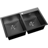 Mexen Xorin dřez ocelový 2-komorový 780 x 450 mm, černý - 6441782000-70