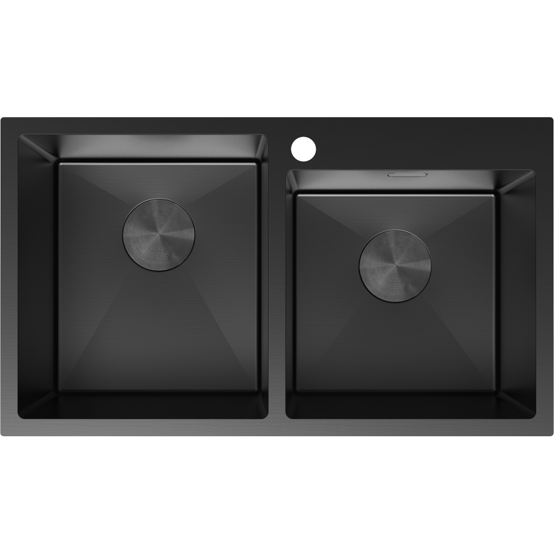 Mexen Xorin dřez ocelový 2-komorový 780 x 450 mm, černý - 6441782000-70
