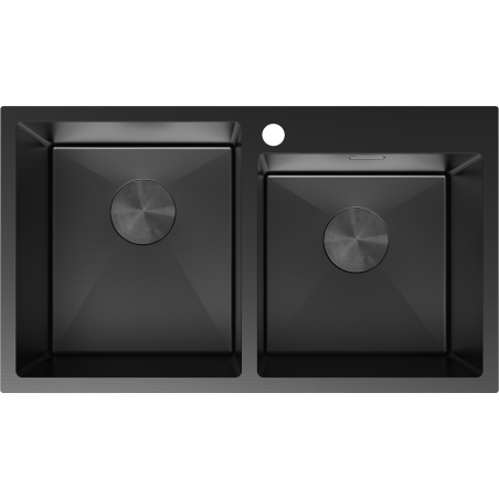 Mexen Xorin dřez ocelový 2-komorový 780 x 450 mm, černý - 6441782000-70