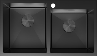Mexen Xorin dřez ocelový 2-komorový 780 x 450 mm, černý - 6441782000-70