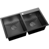 Mexen Xorin dřez ocelový 2-komorový 780 x 450 mm, černý - 6441782000-70