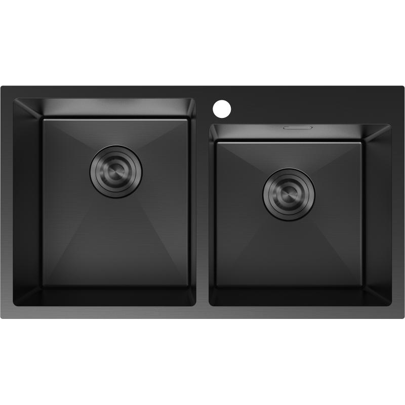 Mexen Xorin dřez ocelový 2-komorový 780 x 450 mm, černý - 6441782000-70
