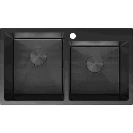 Mexen Xorin ocelový dřez 2-komorový 780 x 450 mm, černý HC - 6441782000-70HC