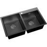 Mexen Xorin ocelový dřez 2-komorový 780 x 450 mm, černý HC - 6441782000-70HC