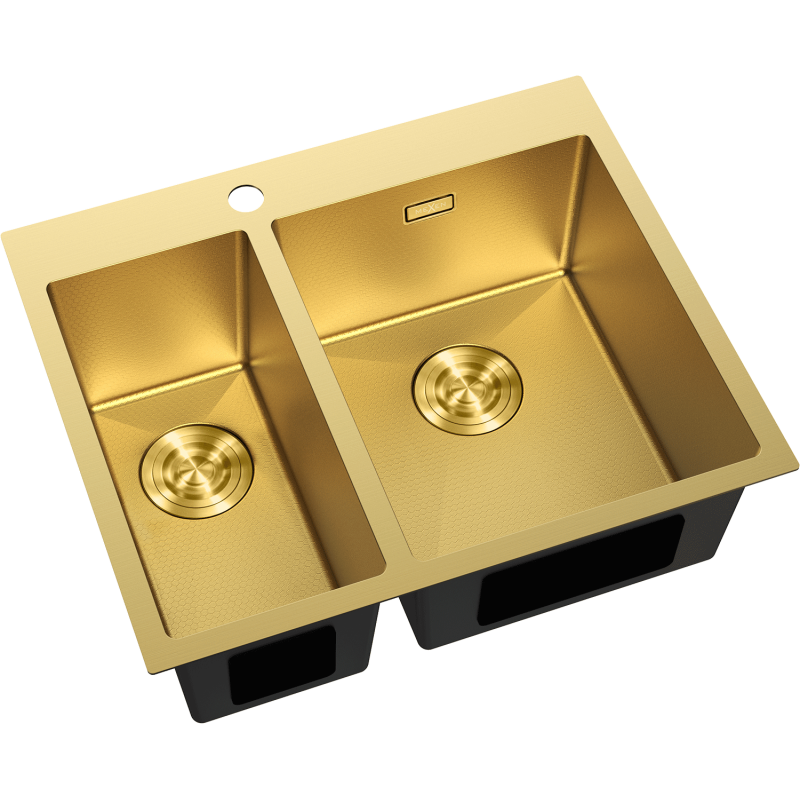 Mexen Flexo nerezový dřez 1,5-komorový 610 x 510 mm, zlatý HC - 6446611500-55HC