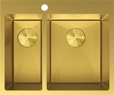 Mexen Flexo nerezový dřez 1,5-komorový 610 x 510 mm, zlatý HC - 6446611500-55HC